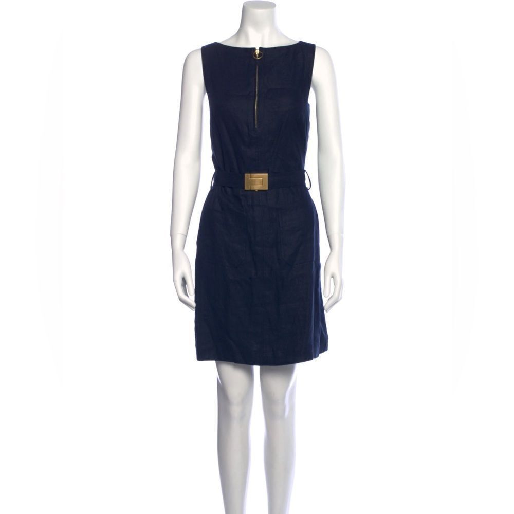 Tory Burch Navy Blue Dress With Gold Accents